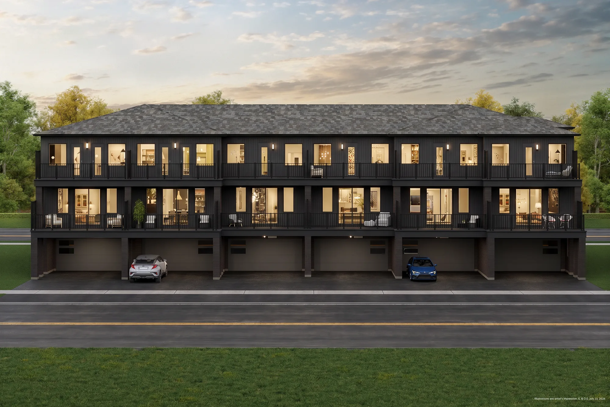Rear Lane Townhome block at The Bogart Hills, eighth exterior view.